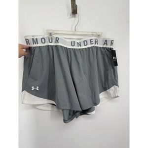 Under Armour Athletic Shorts Women 2X Gray HeatGear Loose Fit Pockets